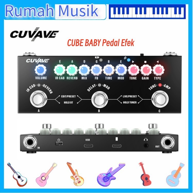 ⭐IN Stock⭐CUVAVE CUBE BABY Pedal Efek Gabungan Gitar Listrik Multifungsi Portabel dengan Telepon Pem