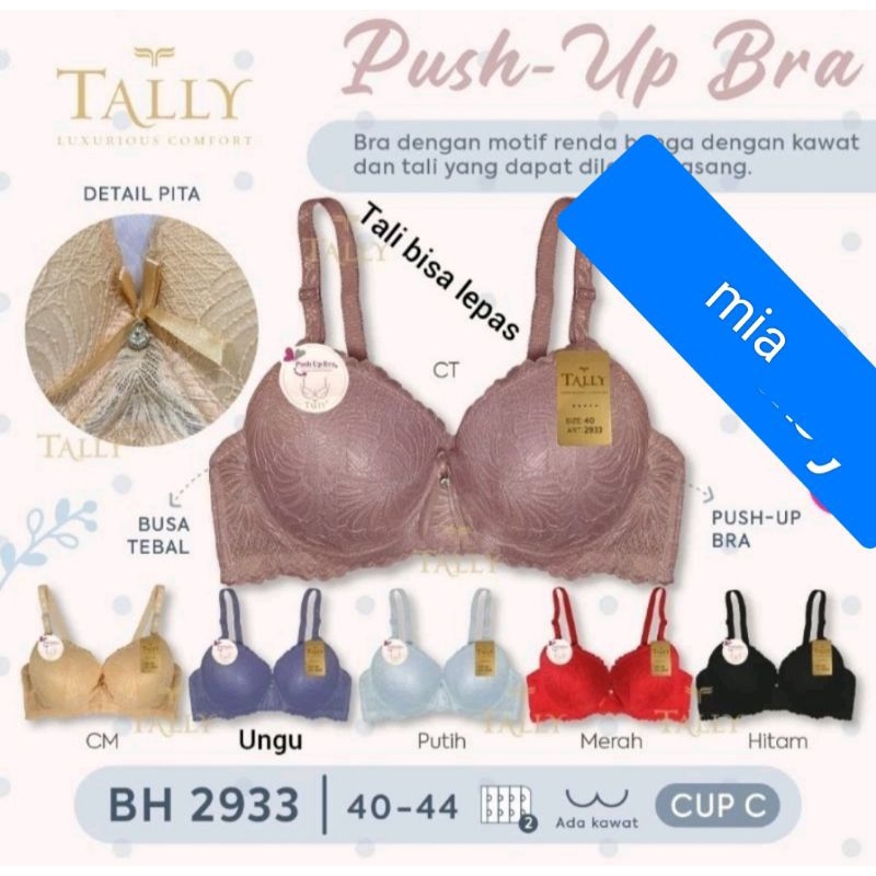TALLY 2933 bh/Bra busa  pola Push up,Berkawat , cup C Size 40-44