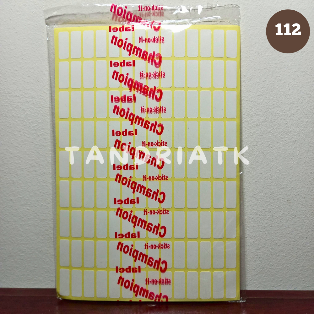 

[10 Lembar/ 1 Pak] Kecil Sticker Label 112 ( 2 cm x 0,8 cm) Carvilla / Champion