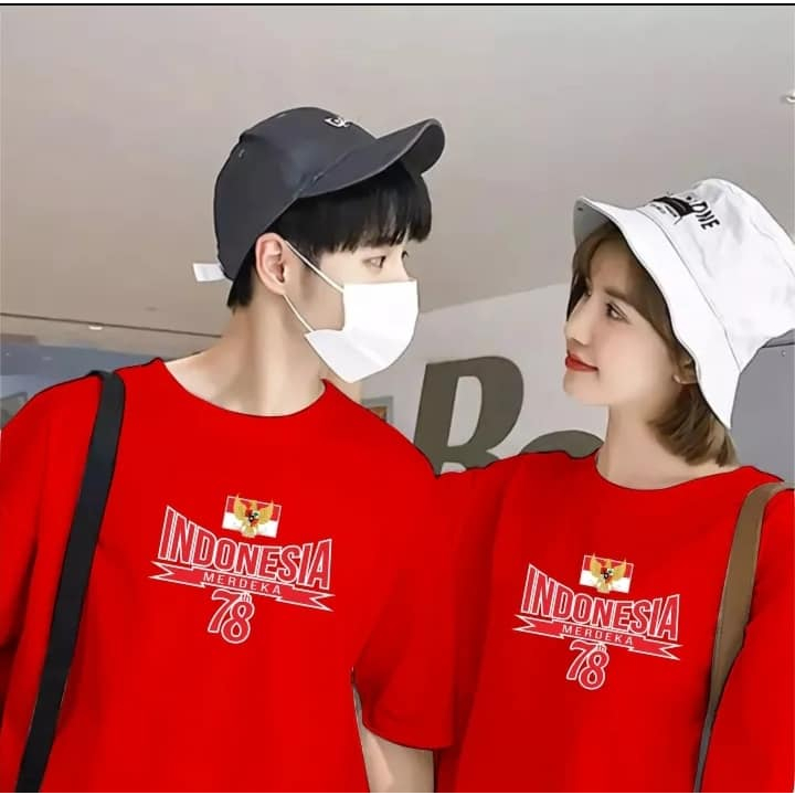 Kaos Raglan Motif Agustusan Lengan Pendek - Kaos Merah Putih - Baju 17 Agustus - Kaos Raglan Merah P
