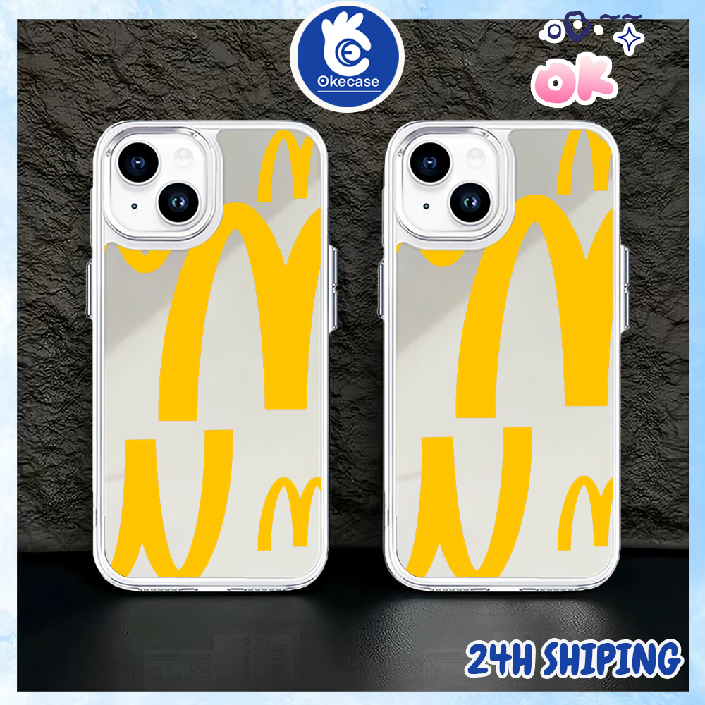 Case Ponsel Miror M Mcd Kuning Simpel Untuk Iphone 11 11PRO 11 PRO MAX 12 12 PRO 12 PRO MAX 13 13 PR