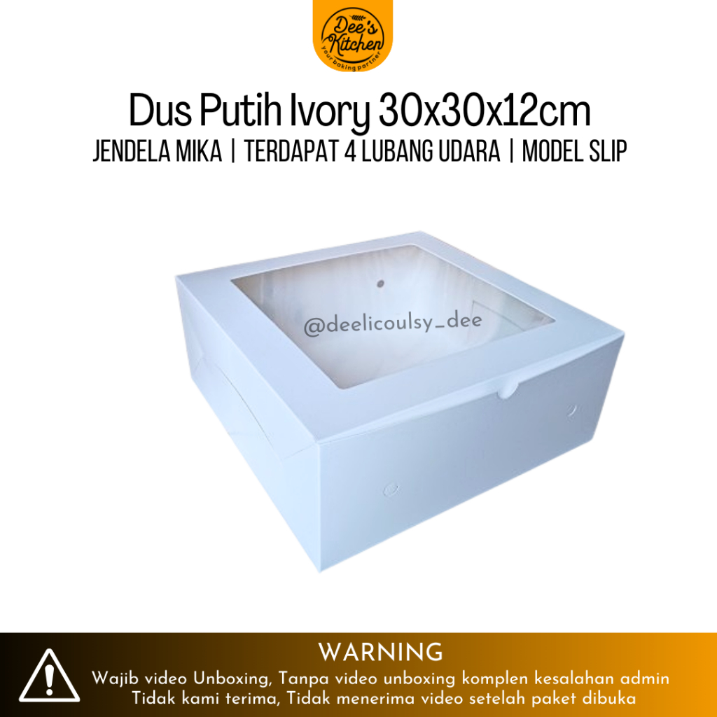 [SATUAN] 5 Ukuran Dus / Box Kue Putih polos Ivory Jendela 18x18, 20x20, 22x22, 25x25 & 30x30