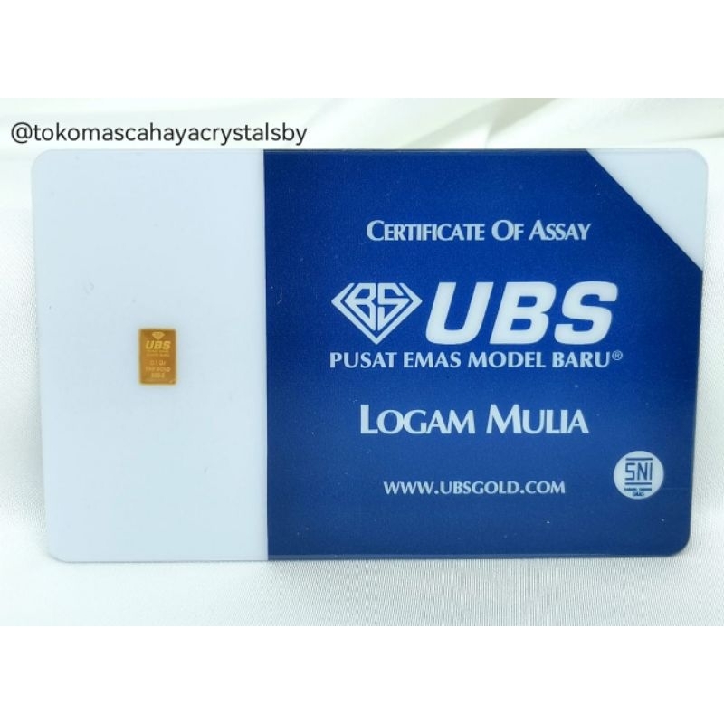 Logam Mulia (LM) Emas UBS 0.10 gram 24 karat 9999% SNI UBS Press- Gold Bar