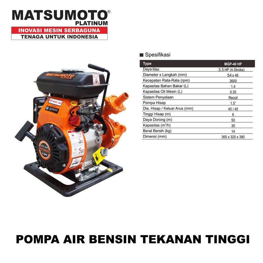 Matsumoto Pompa Air / Pompa Irigasi Alkon MGP-40HP GARANSI RESMI