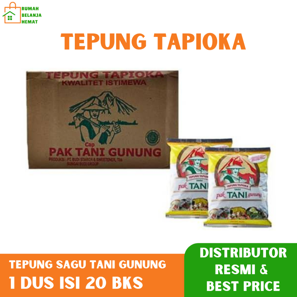 

Tepung Tapioka Pak Tani Gunung Tepung Sagu Tani Gunung Kemasan 1 Dus isi 20 Bungkus