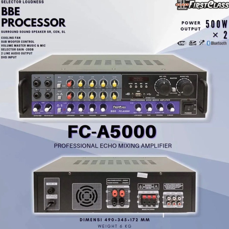 AMPLIFIER FIRSTCLASS FC A5000 AMPLI FC A 5000 BLUETOOTH KAROEKE