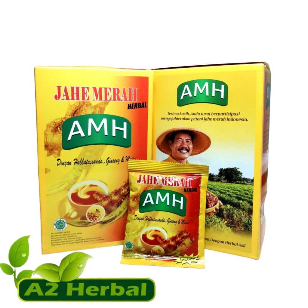 

Jahe Merah AMH Plus Habbatussauda Ginseng & Madu | Jahe AMH PER BOX 20 Sachet