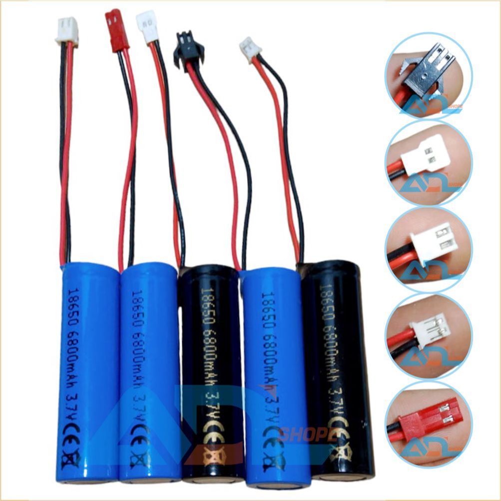 Baterai Lithium Mobil Rc, Batre Mainan Anak 18650 3.7V 6800Mah Soket Hitam, Soket Putih Xh, Ph,Merah