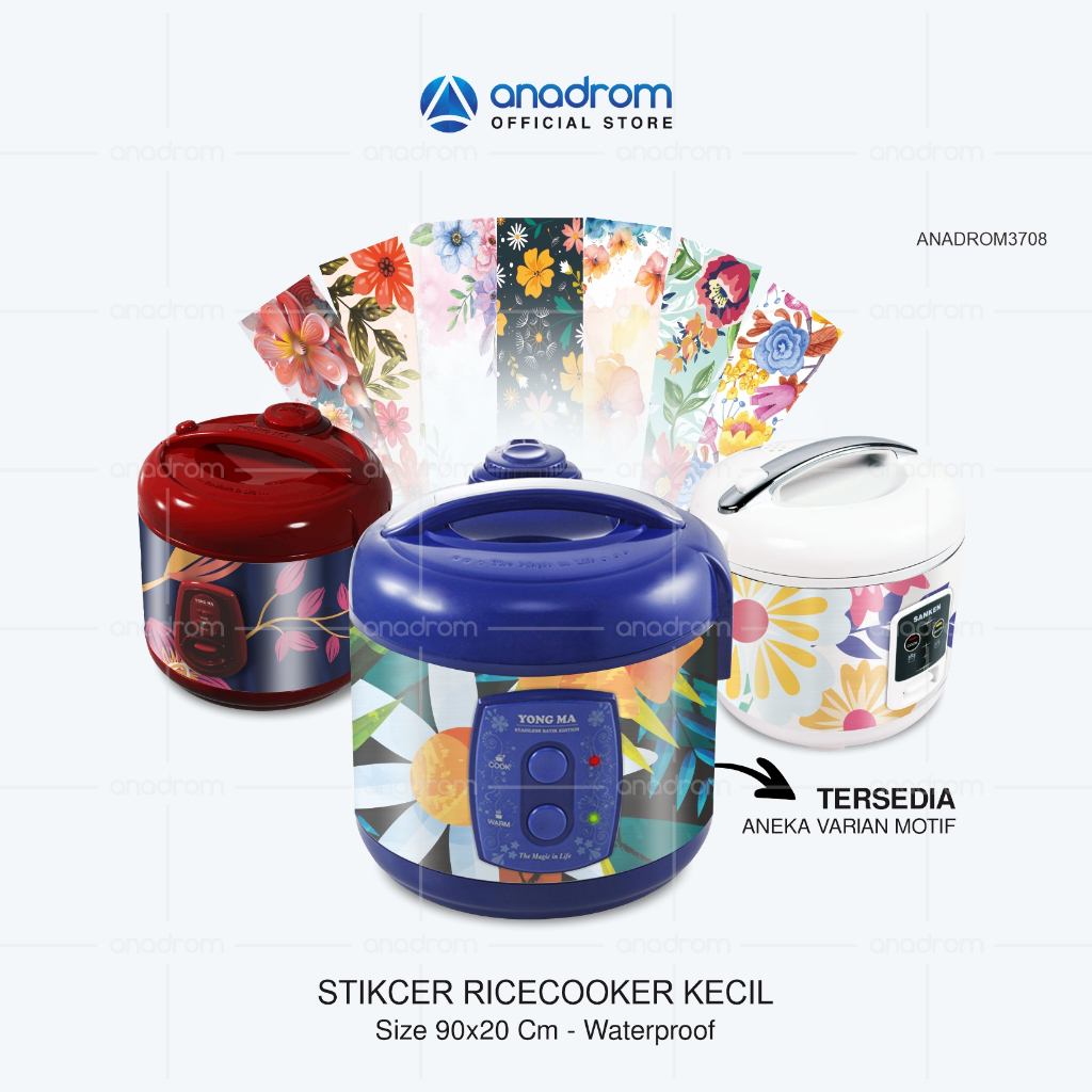 Sticker Ricecooker Kecil  | Sticker Magic Com | Sticker Ricecooker Aesthetic Motif Flower | Anadrom 