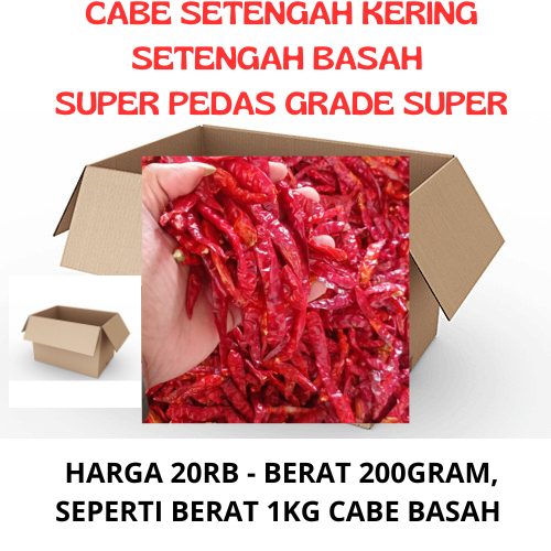 

CABE KERING RAWIT PEDAS - SETENGAH BASAH - SETENGAH KERING - 200GRAM ( SEPERTI 1KG CABE BASAH )