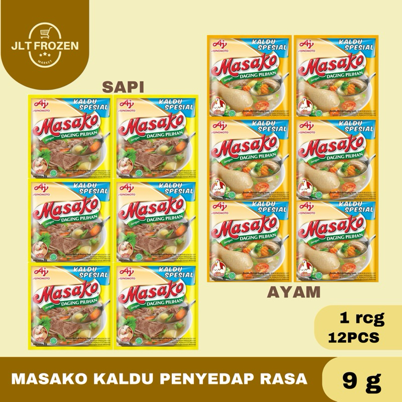 

Masako Kaldu Bumbu Penyedap Rasa / Kaldu Ayam Bubuk / Kaldu Sapi RENCENG - 9g X 12PCS