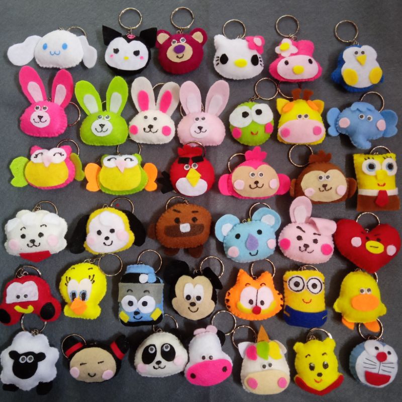 Gantungan kunci flanel uk 5cm/ boneka flanel/boneka capit mini