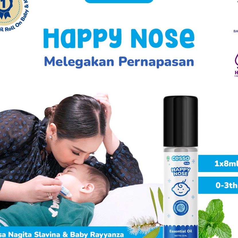 

KF7 Cessa Baby Happy Nose Natural Essential Oil Melegakan Pernapasan