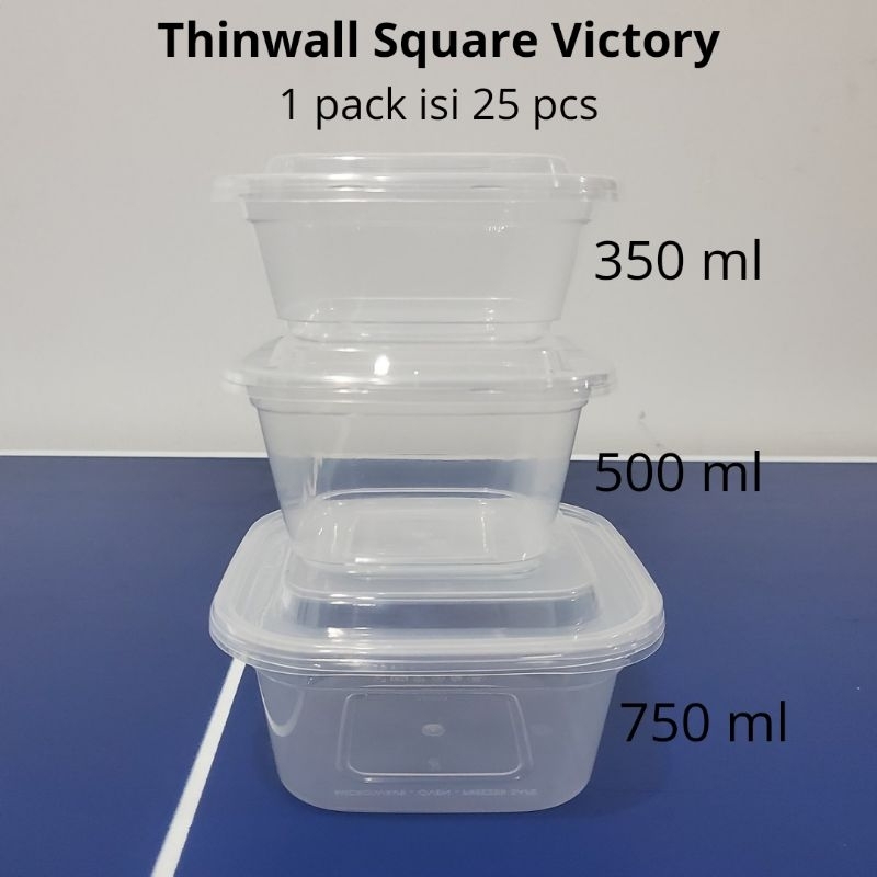 THINWALL SQUARE 350 ML / 500 ML / 750 ML / THINWALL SQUARE VICTORY / KOTAK MAKAN / THINWALL BENING