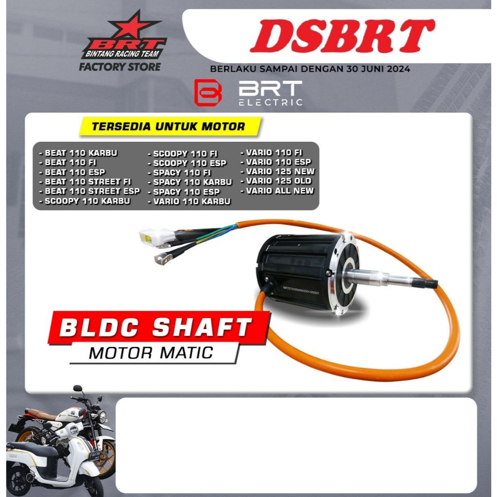 DINAMO BLDC Shaft BRT KONVERSI MOTOR LISTRIK MATIC BEAT SCOOPY VARIO 2 KW 2000 Watt 72 Volt