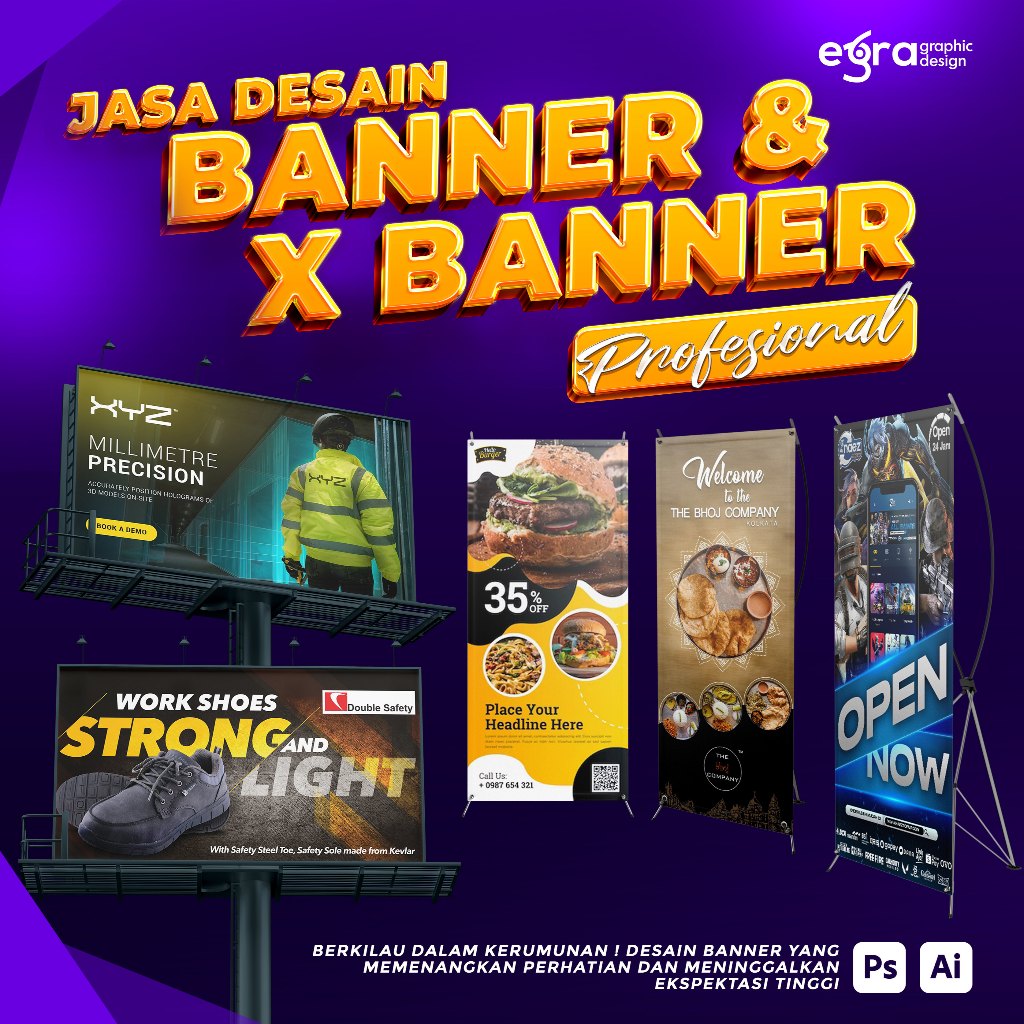 [HARGA FIX] Jasa Desain Banner, Desain Spanduk, Desain Xbanner, ekslusif, elegan, free revisi. poste
