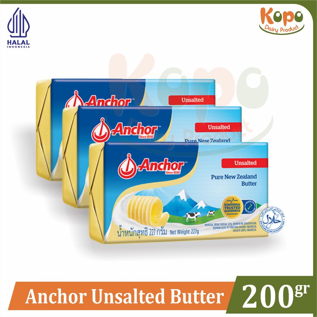 

Anchor Unsalted Butter / Mentega Kemasan 200gr - Halal