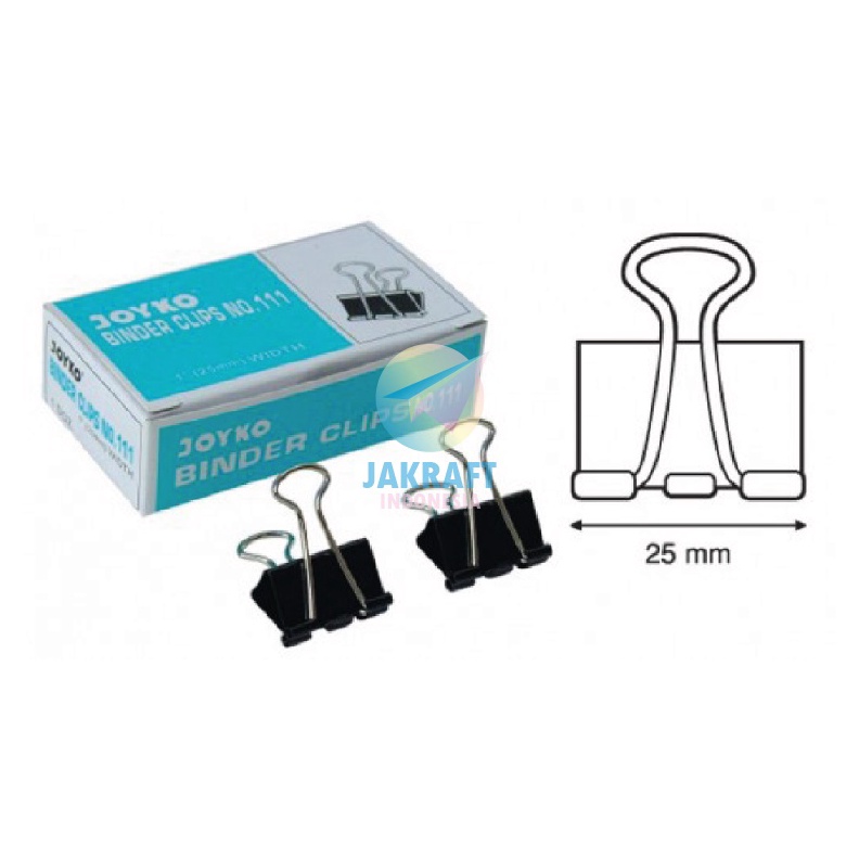 

TERBARU 12 Pcs Binder Clip Clips Klip Kertas JOYKO No111 25 mm 1 Sedang