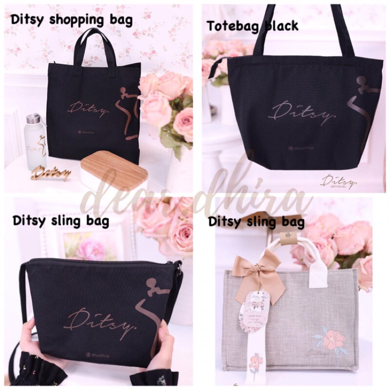 Ditsy Box SLINGBAG DITSY, DITSY TOTEBAG BLACK, DITSY SHOPPING BAG, DITSY SLING BAG BLACK