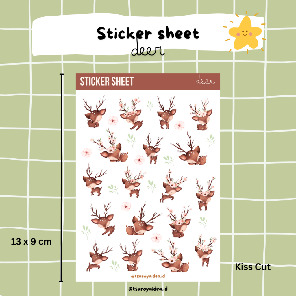 

SS035 - Deer Sticker Sheet, Sticker Journal Lucu Aesthetic