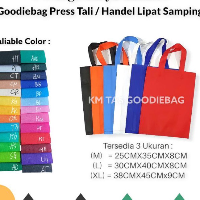 

KF7 ISI 12 PCS Uk38x45 TAS SOUVENIR TAS SPUNBOND TAS PRESS TALI GOODIEBAG STANDING HANDLE