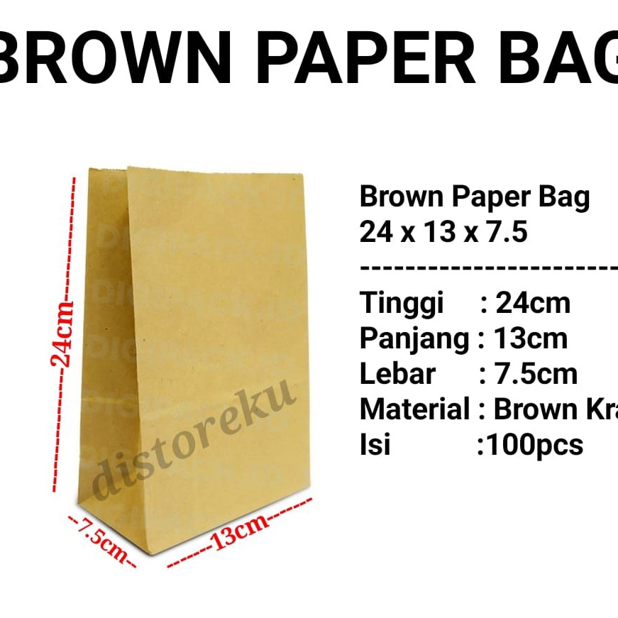 

Diskon ISI 1pcs KANTONG KERTAS COKLAT BROWN PAPER BAG SOS FLAT GORENGAN KUE FOOD