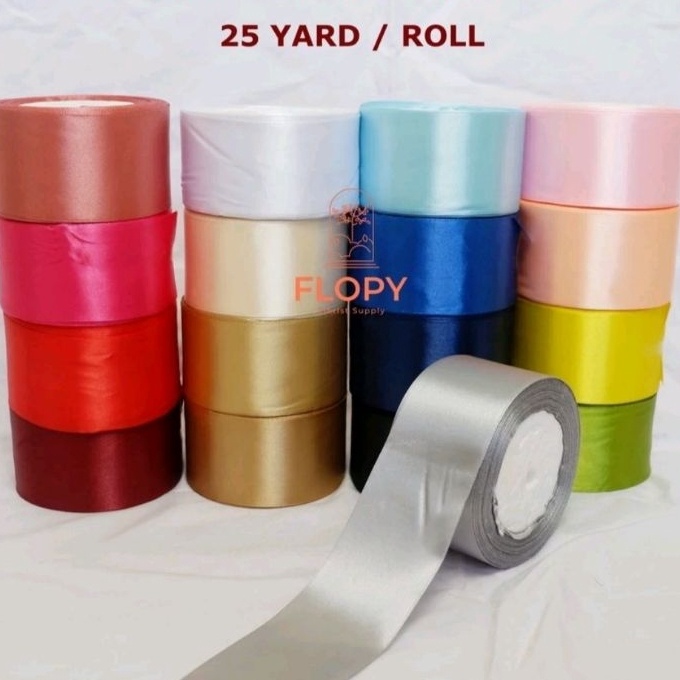

HJ6 1 satu roll pita satin 5 cm pita satin 2 untuk buket bunga pita besar lebar