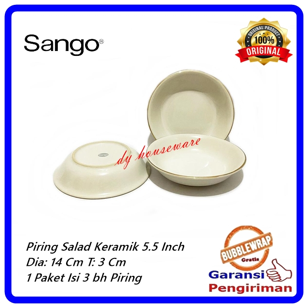 Piring Salad Keramik Piring Kecil Lismas Keramik 5.5 Inch Sango ( Harga 3Pcs )