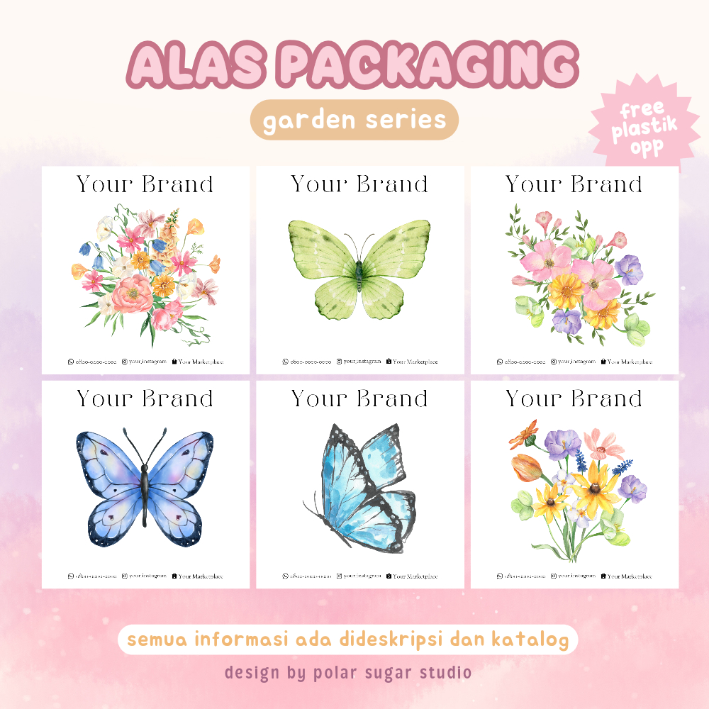 

[GARDEN] Alas Packaging Aesthetic | Alas Aksesoris Gelang Cincin • Snack Gift • Fake Nails | Kertas Packing Free Desain - [WAJIB BACA DESKRIPSI]