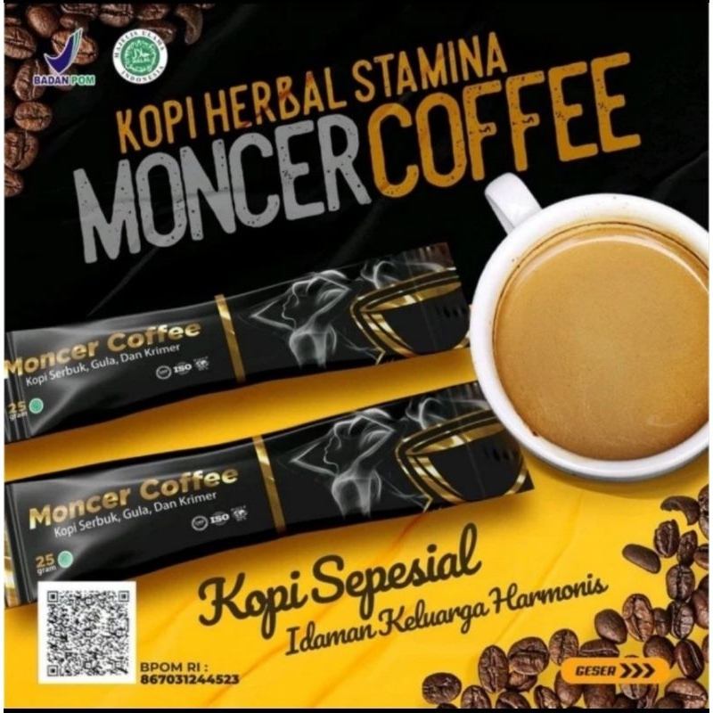

COFFIEE MONCHEER ORIGINAL HALAL BPOM 1 BOX 8 SACHET KOPI MONCHEER STAMINA PRIA HERBAL