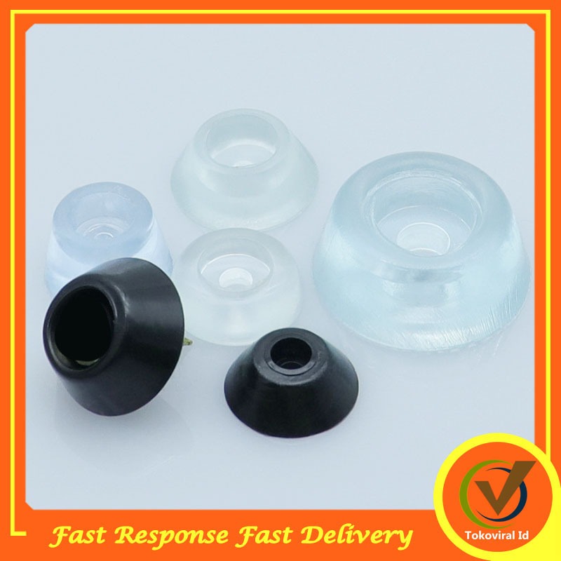 Alas Kaki Kursi Bahan Rubber / Kaki Karet Bulat Bening Hitam Transparan / Karet Kaki Pengganjal Meja