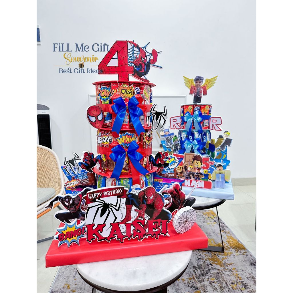 

Spiderman Spidey - Snack Tart Tower Cake Birthday / Kue Cemilan Snack Ulang Tahun