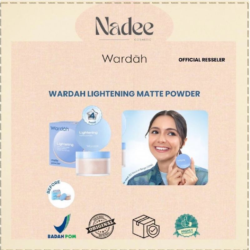 Wardah Lightening Matte Powder (Bedak Tabur) Full Size dan Refill
