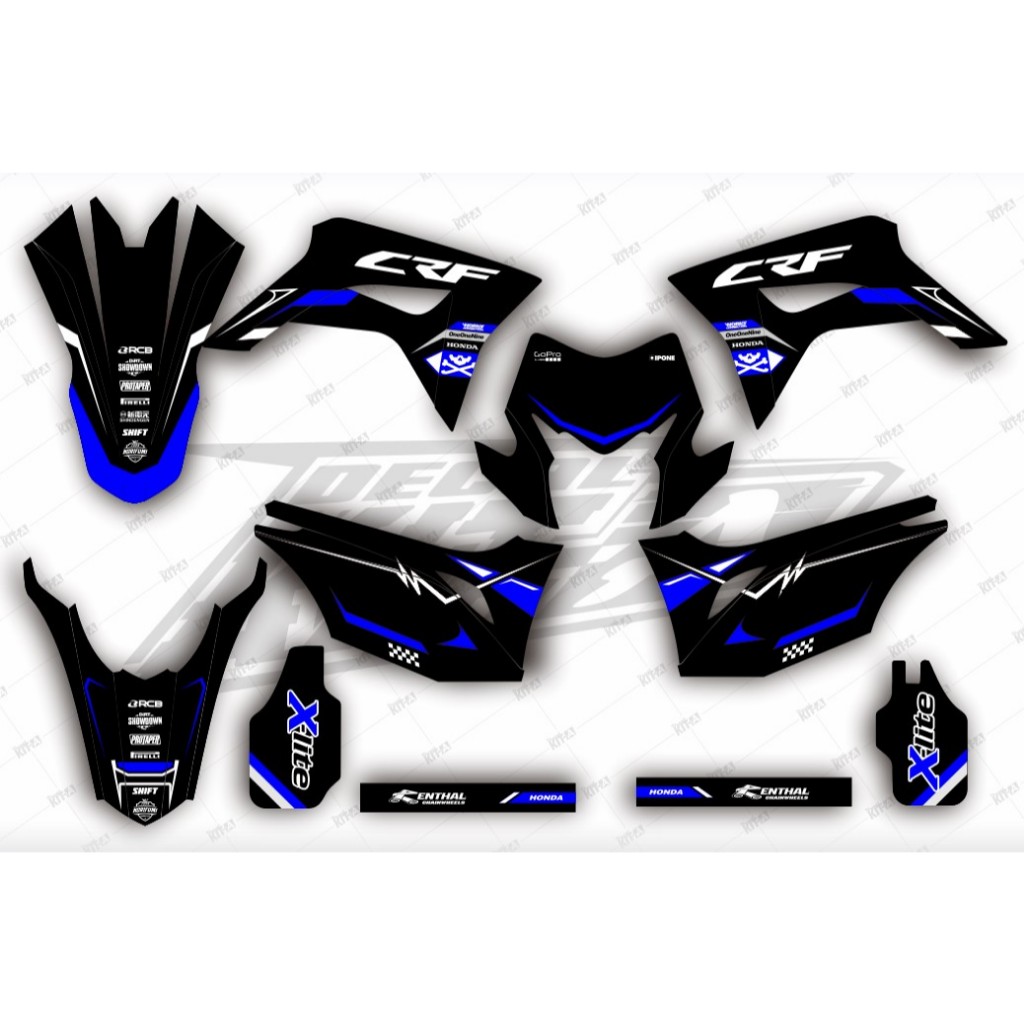Decal honda crf 150l stiker crf 150l hitam biru supermotor desain custom