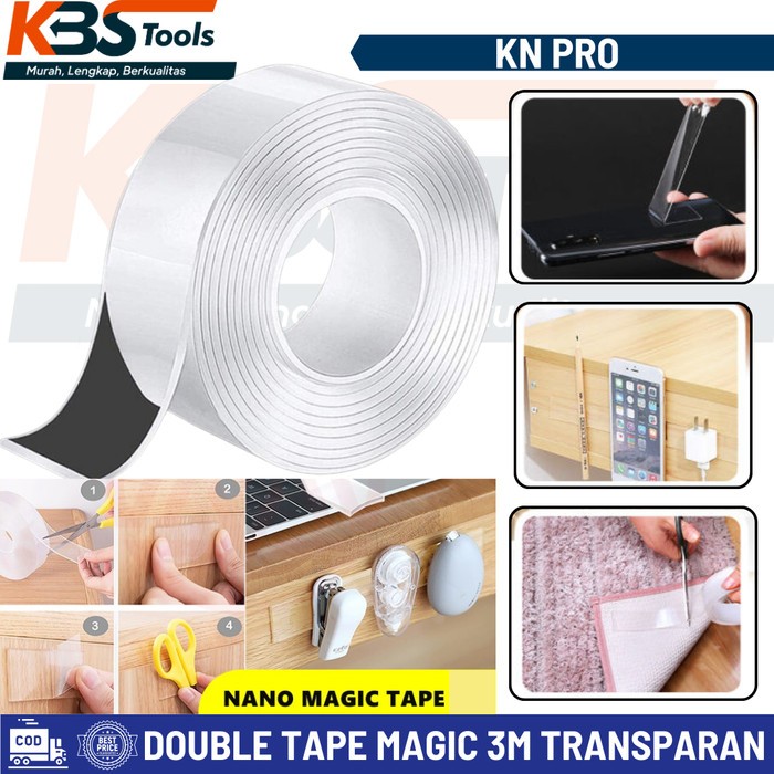 Double Tape 3M Transparan Tape - Isolasi Bening Perekat Kuat Tebal