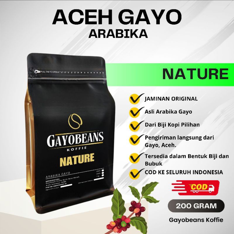 

KOPI GAYO NATURAL KLASIK ARABIKA GAYO ACEH GAYOBEANS KOFFIE NATURAL 200gr