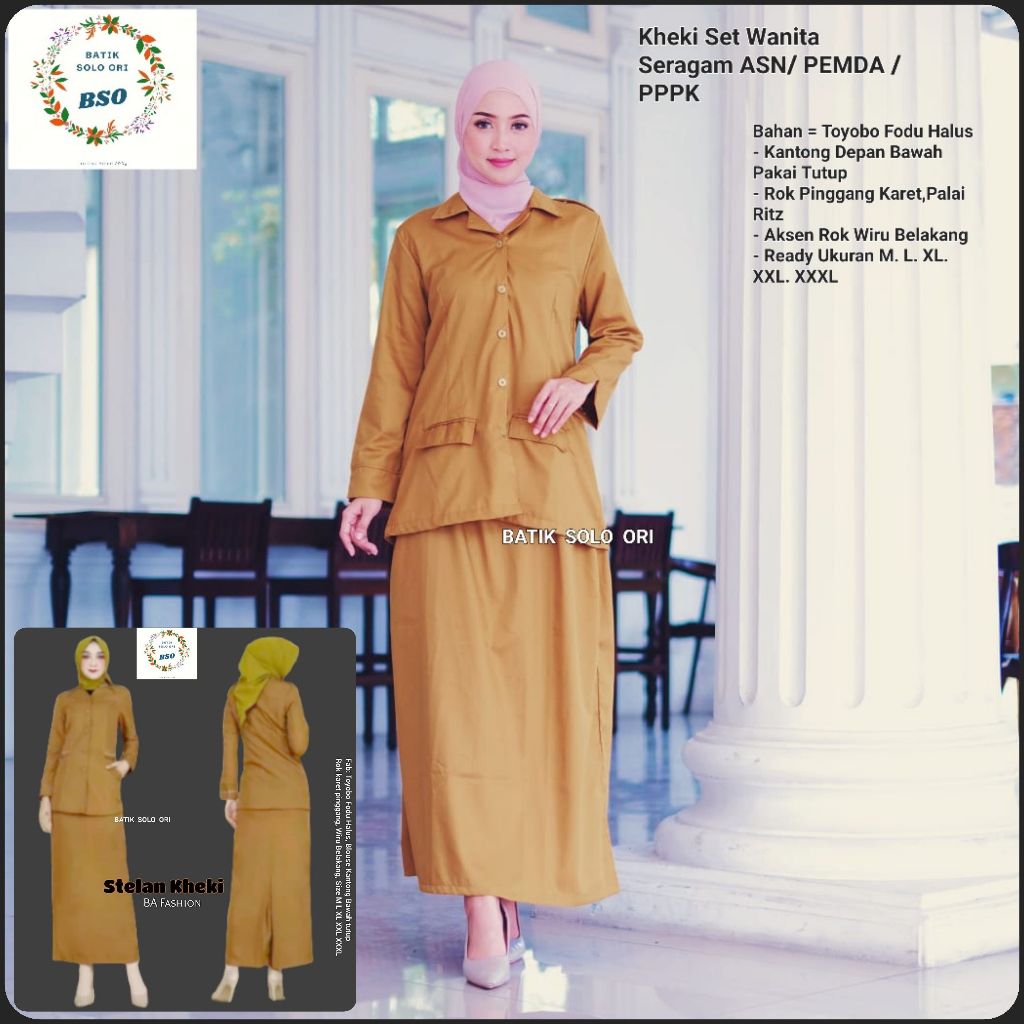 Set Kheki Wanita. Baju PNS ASN PEMDA 2024. Jas Seragam Blazer Wanita Setelan Rok Span / Pemda Aceh /