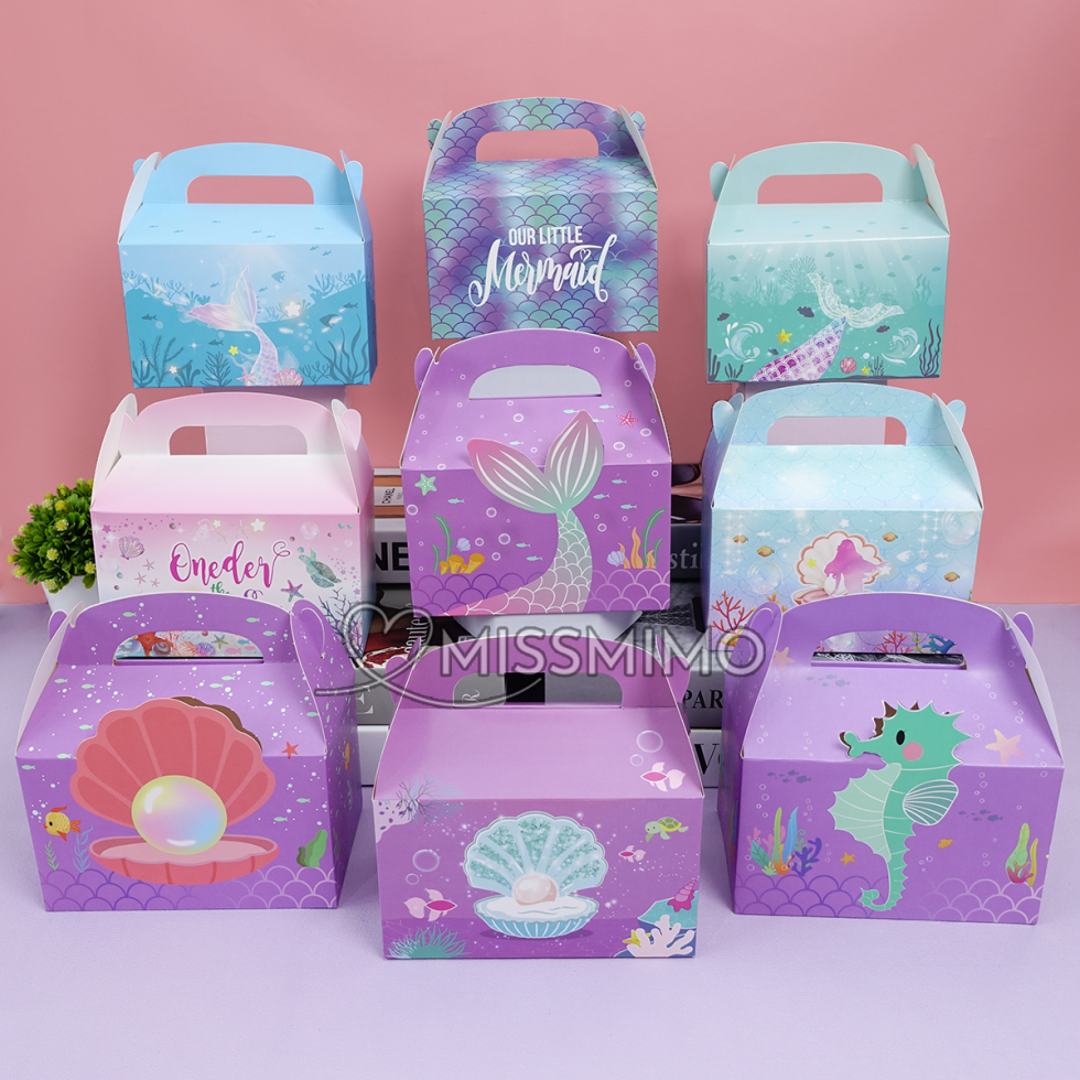 

Gable Box Hamper Souvenir Tema Mermaid Duyung Snack Kado Gift Ulang Tahun Birthday