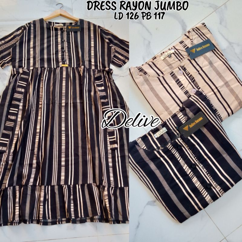 Dress rayon motif salur jumbo//Dress Rayon Jumbo//homey dress rayon