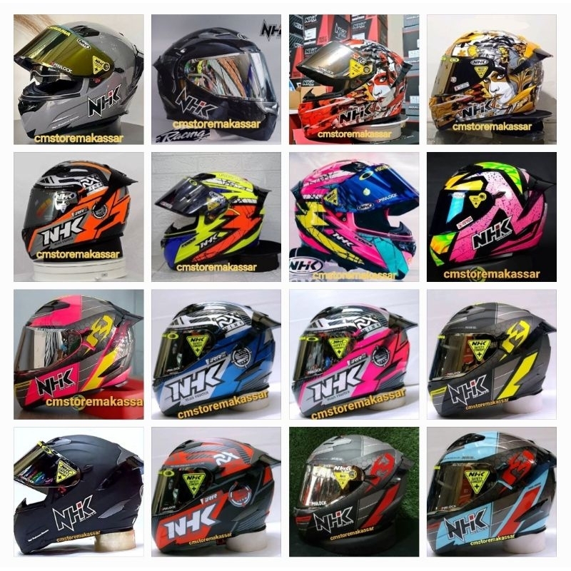 Helm NHK RX9 Motif Full Face Paket Ganteng NHK RX-9 Modif Spoiler dan Flat Visor Iridium