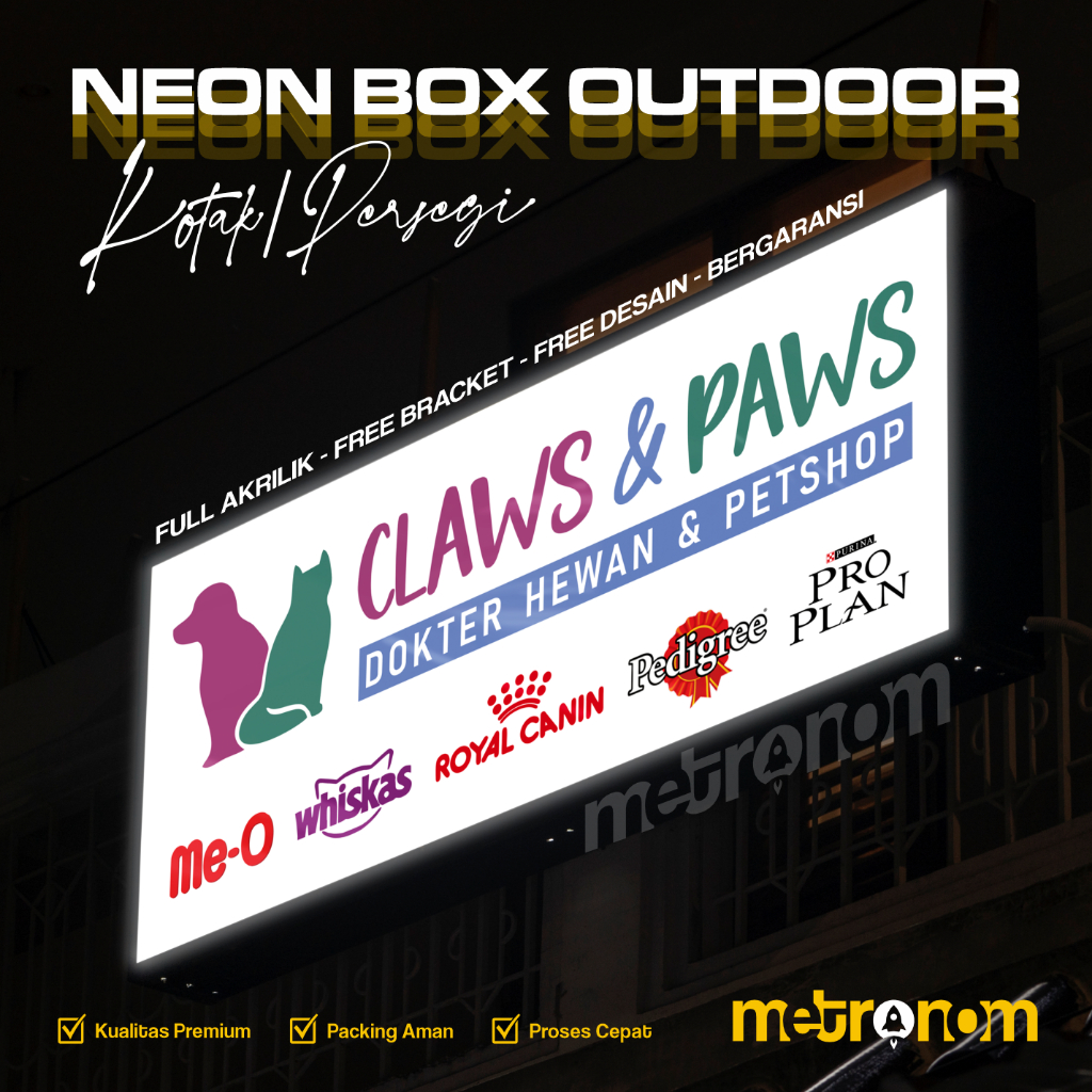 NEON BOX CUSTOM KOTAK / PERSEGI LED BOARD ACRYLIC CUSTOM OUTDOOR