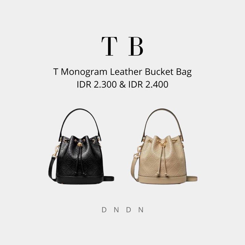 T Monogram Leather Bucket Bag