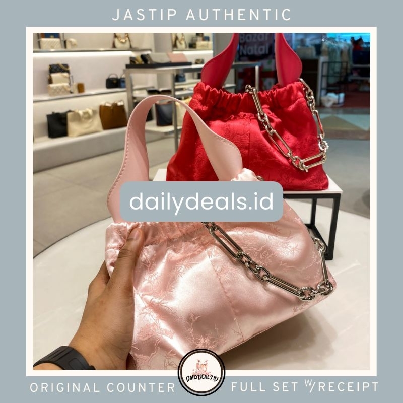 #2-10151320-A Floral Ally - Jast[p] CK ORIGINAL COUNTER PRINT SATIN RUCHED BAG TAS STORE AUTHENTIC A