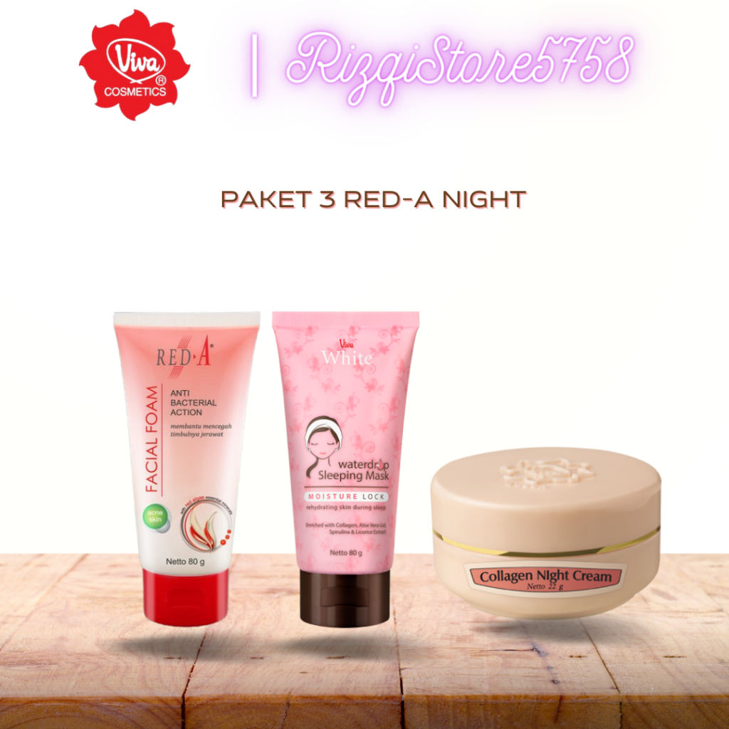 VIVA PAKET MALAM TERLARIS / VIVA PAKET NIGHT CREAM ISI 3 / VIVA PAKET GLOWING isi ( RED.a fw+sleepin