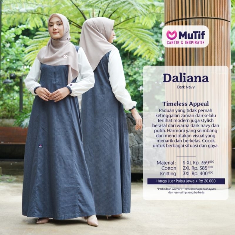 Gamis mutif daliana dark navy/denim