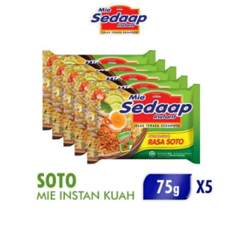 

Sedaap Mie Instant Kuah Rasa Soto Kemasan Isi 5 @75 gram