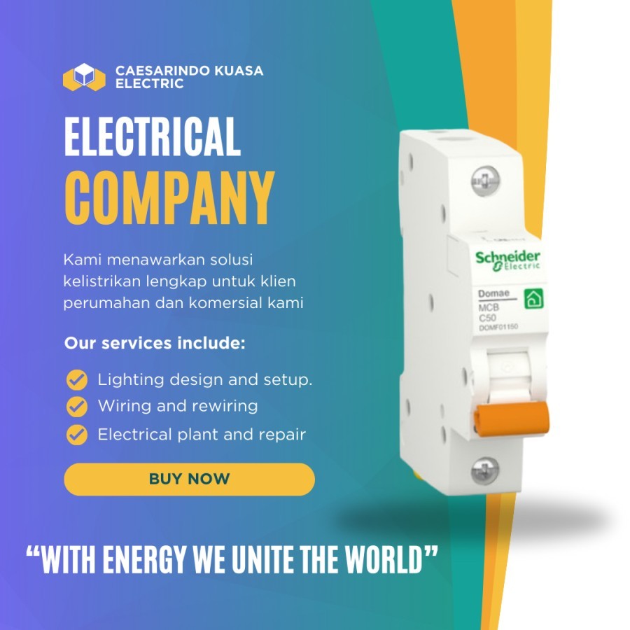 MCB 50A 1P SCHNEIDER DOMAE BARU DOMF01150 50AMPERE 1PHASE 50AMPER 1PAS 1POLE 6KA SNEIDER ELECTRIC LI