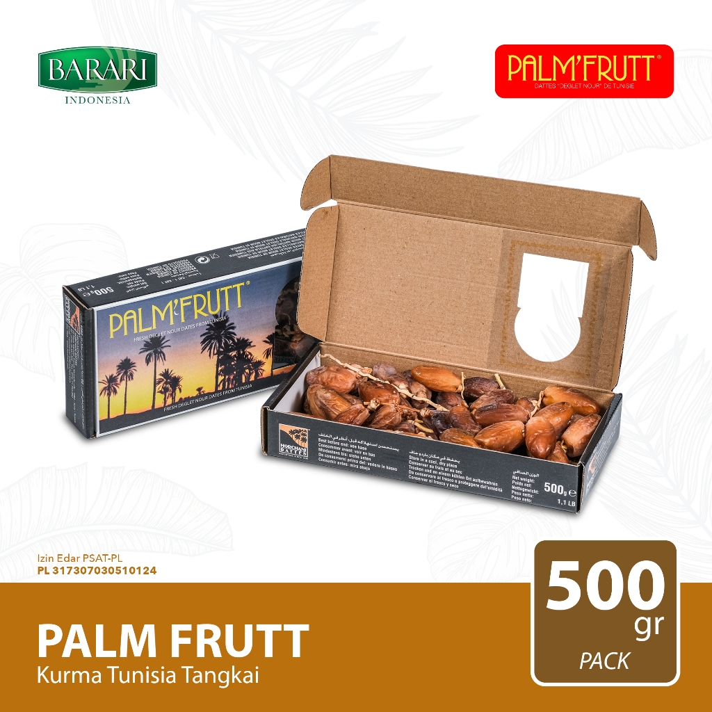 

PALM FRUTT Kurma Tunisia Tangkai 500gr Premium Dates High Quality Tekstur Kering dan Renyah