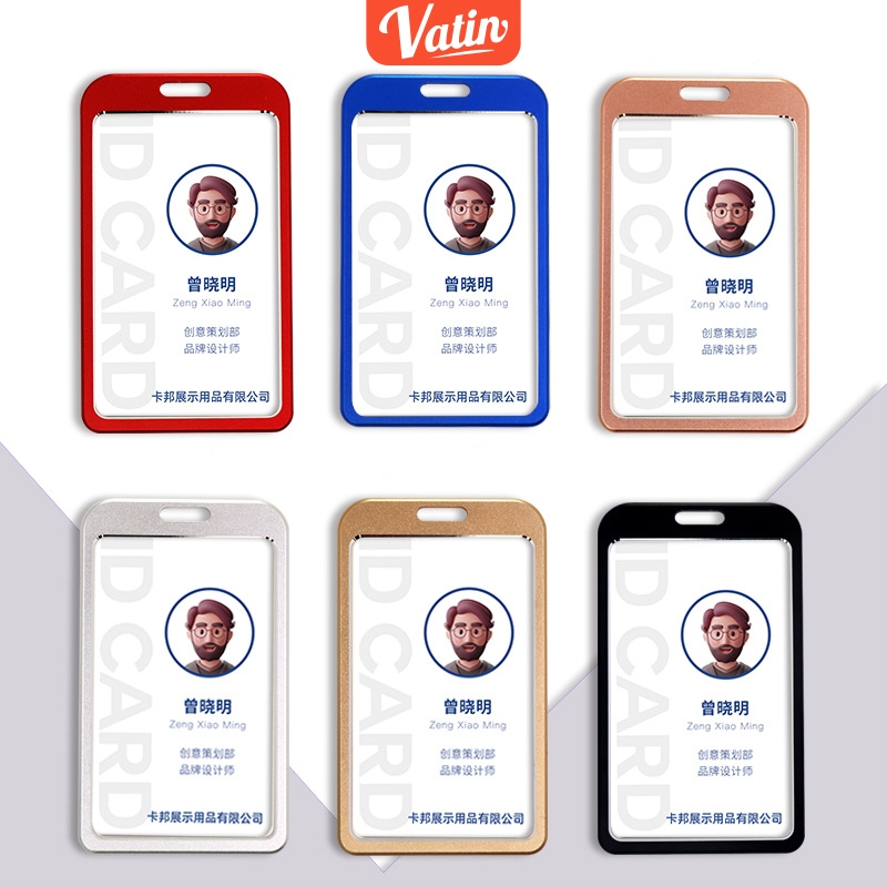 Aluminium ID Card Holder bahan alumunium bermutu tempat id card metal kartu pegawai-Vatin_Shop