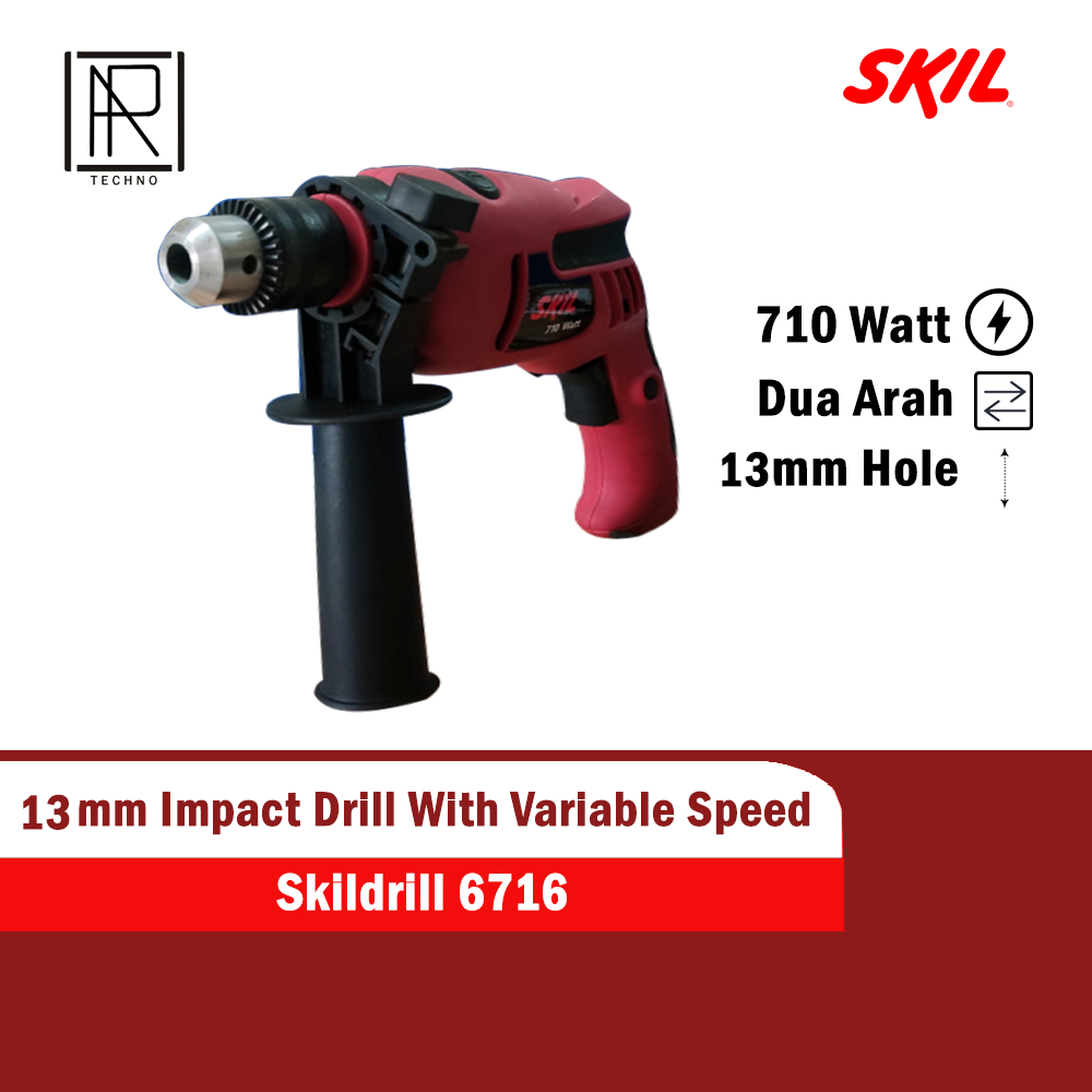 Mesin bor listrik 13mm impact drill bolak balik skil 6716